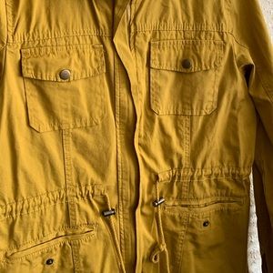 Chocolate brand, yellow/gold utility jacket, 4 front pockets, hoodie